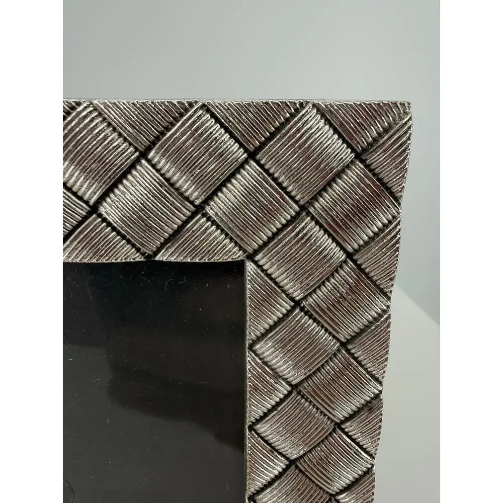 Silver Picture Frame Set 5x7 4x6 Ornate Scroll Basketweave Easel Back Tabletop